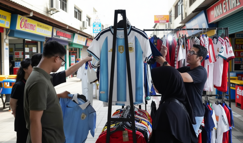 [Foto] Berkah Piala Dunia – Penjualan Jersei Bola di Pasar Tanah Abang Meningkat