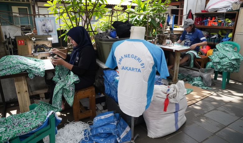 [Foto] Kesibukan Usaha Konveksi Membuat Seragam Sekolah Jelang Tahun Ajaran Baru